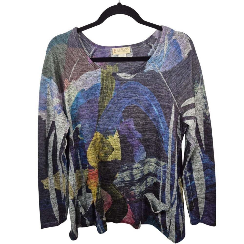 Impulse California Top Womens Medium Lightweight Blouse Soft Pockets Art To Wear